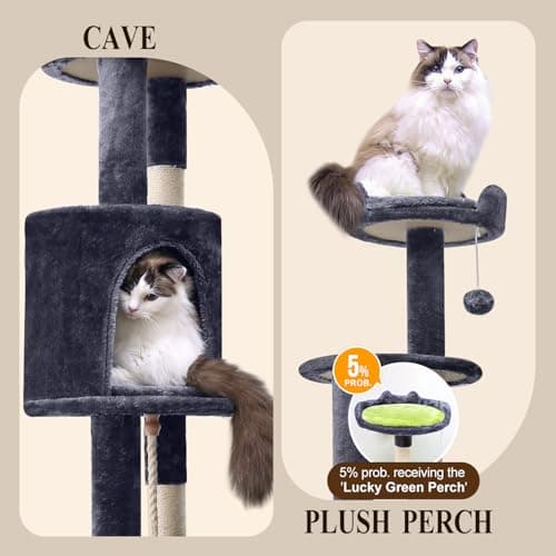 Globlazer Artistic Curved Cat Tower for Small Cats (Under 12 lbs), 81-inch Slim Design Cat Tree with Space-Saving Design, Indoor Cat Condo with Hammock & Tunnel, C81, Dark Gray, Non-Large Cats 5