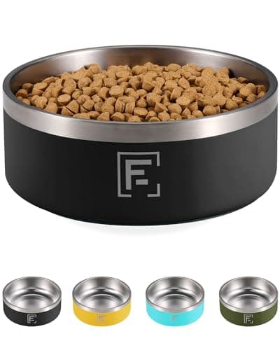 Dog Bowl - 32oz Insulated Dog Food Water Bowl Non Slip, Double Wall Stainless Steel Dog Bowls 4 Cup for Medium Large Breeds, Indoor Outdoor Metal Dog Bowl, Durable Pet Dish for Puppy Dogs Cats
