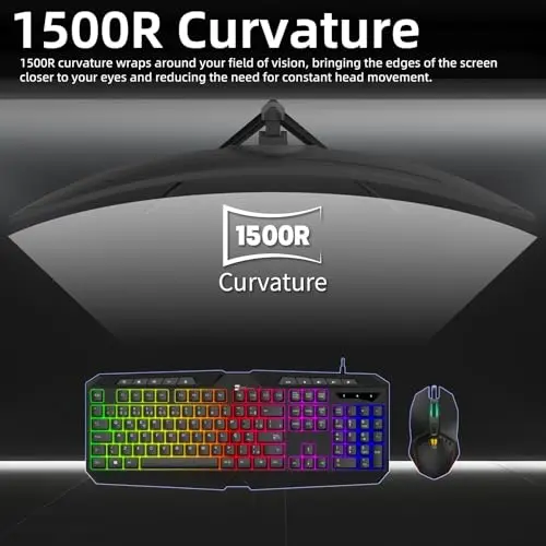 49 Inch Curved Ultrawide Gaming Monitor, 4K (3840x1080P), 165Hz, HDR10 1500R, 32:9, AMD FreeSync, 125% sRGB, Computer Monitor, HDMI/DP VESA100*100mm Black 5