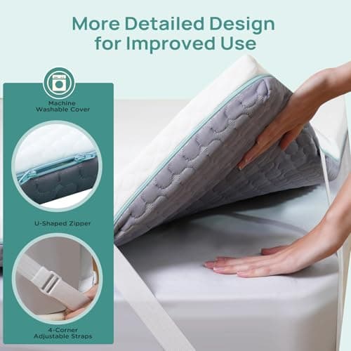 Releep 3 Inch Firm Mattress Topper King Size, Memory Foam Bed Topper with Soft & Firm Options for Back Pain Relief, Mattress Topper with 2-Sided Cover, Ergonomic 5-Zone Design, CertiPUR Certified 7
