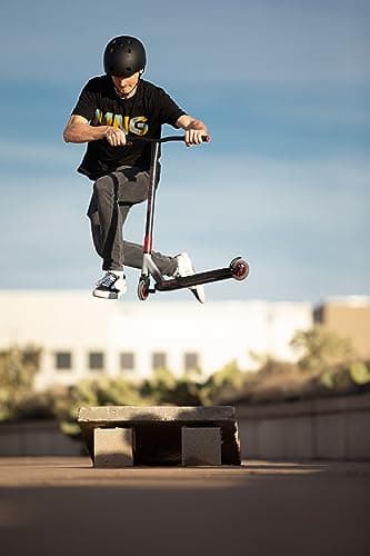 Mongoose Rise 100 Pro Freestyle Stunt Trick Scooter, Lightweight Alloy Deck & Heavy-Duty Frame Up to 220 lbs., Bike-Style Grip, Wheel Pegs Included, Black/Red 7