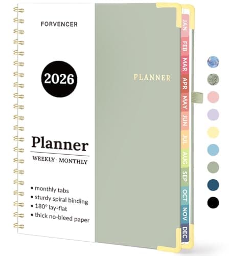 2026 Planner, Forvencer Calendar Planner Weekly and Monthly, Jan 2026-Dec 2026, 8.5" X 11", Hardcover Agenda Book, Daily Journal Organizer with Inner Pocket, Notebook for Office School, A4, Green