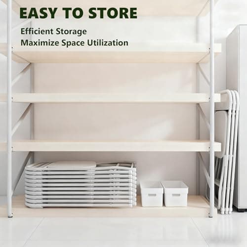 MAKE CHANGES Folding Chairs 2 Pack, Plastic Folding Chairs for Outside, Heavy Duty Foldable Chairs, Sturdy Metal Folding Chairs, 350 lbs Capacity, for Patio, Garden, Camping, White 8