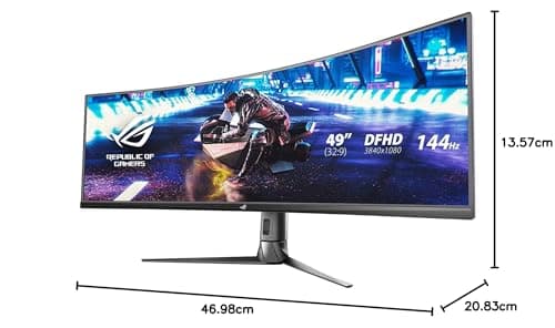 ASUS ROG Strix XG49VQ 49” Curved Gaming FreeSync Monitor 144Hz Dual Full HD HDR Eye Care with DP HDMI Black 7