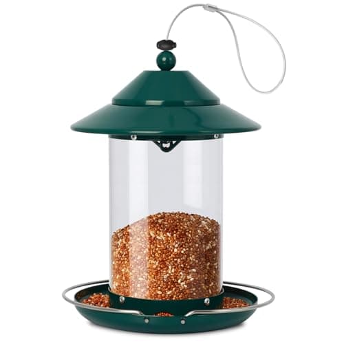 EnjoyCool Metal Bird Feeder for Outdoors – 2.4LB Hanging Bird Feeder with 360-degree, Weatherproof & Rust-Resistant, Easy to Fill & Clean for Wild Bird Feeders in Backyard & Garden(Green)