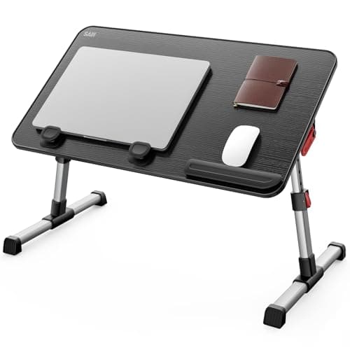 SAIJI Laptop Bed Tray Table, Adjustable Home Office Standing Desk Portable Lightweight Foldable Lap Desk for Sofa Couch Floor Working Studying Reading Writing Eating,Fit Up to 17" Laptop(Large，Black) 7