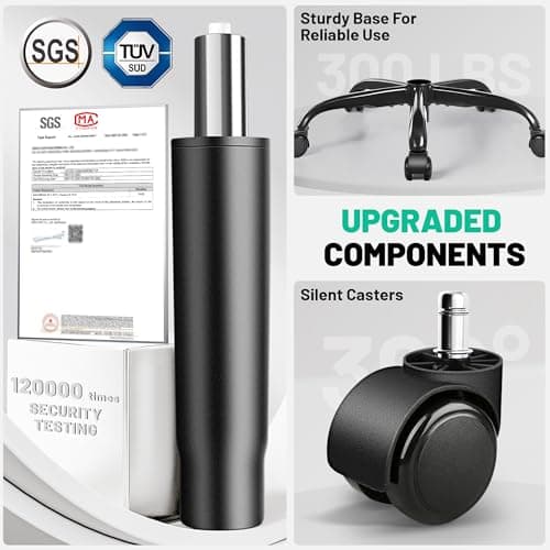 BestGlory Leather Office Chair with Flip-Up Armrests, Ergonomic Desk Chair with Lumbar Support, Big and Tall Computer Gaming Chair with Adjustable Headrest for Working Studying Gaming Relaxing, Black 8