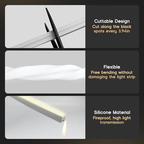 VOEWT LED Strip Lights Warm White 3000K,16.4ft 110-120V Neon Rope Lights,Flexible Silicone Outdoor Waterproof Neon Strip Lights for Bedroom,Mirror,Kitchen Cabinet, Living Room,Halloween Decor 5