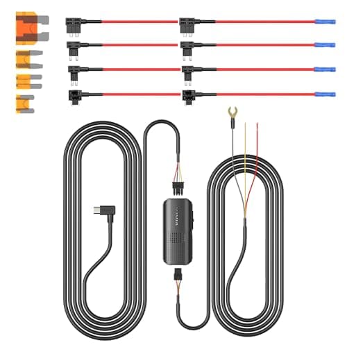 VIOFO Type-C HK6 Acc Hardwire Kit with 8PCS Full Set Circuit Fuse Tap for A329S Series/ A119M Pro, Support Hybrid Parking Mode, Automatic Voltage Display, Low Power Consumption