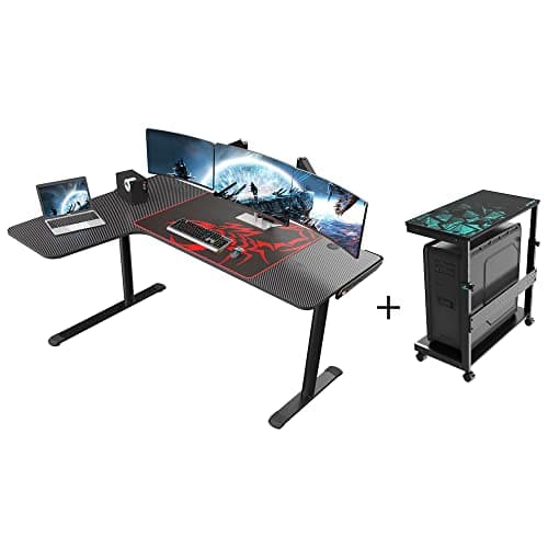 EUREKA ERGONOMIC 60 Inch L60 L Shaped Gaming Desk with Height Adjustable Computer Tower Stand for Home Office Workstation