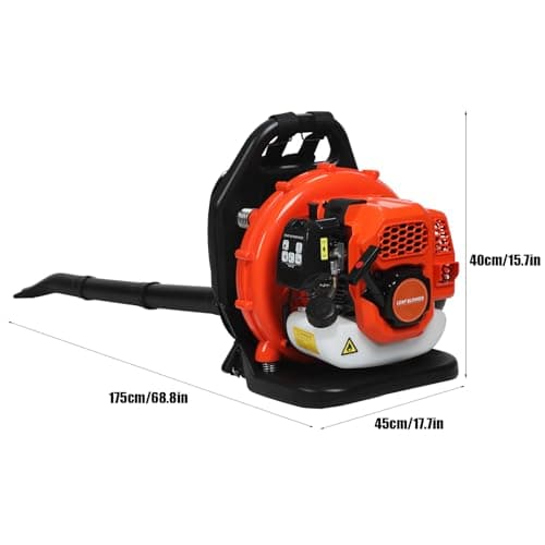 52CC Gas Backpack Leaf Blower, Snow Blower 550 CFM High Power 2-Stroke Engine Strong Wind Force for Yard Garden Snow & Dust Removal Adjustable Tube Ergonomic Harness (52cc Orange) 9
