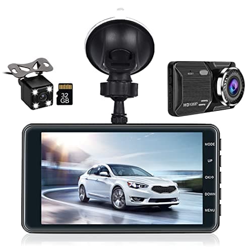 Roinvou Dual Dash Cam Front and Rear View, 4'' LCD Touch Screen FHD 1080P Dashboard Camera Recorder Car Dashcam with Rear Camera, G-Sensor, HDR, Loop Recording, Parking Mode, Motion Detection