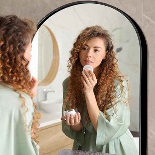 NicBex Arched Full Length Mirror, 64"x24" Aluminum Alloy Frame Full Body Mirror with Stand, Black - Free Standing, Leaning Against Wall or Wall-Mounted, for Bedroom Living Room Dressing Room 7