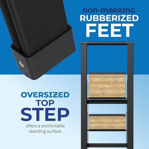 Step Ladder 3 Step Folding, Decorative - Beautiful Bamboo & Black Aluminum, Ultra Slim Profile, Anti Slip Steps, Sturdy-Portable for Home, Office, Kitchen, Photography Use,by SORFEY 4