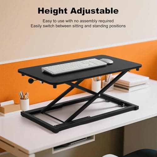 Standing Desk Converter Height Adjustable,Keyboard Riser for Stand Up Desk Riser, Easy Lift Height Converter Computer Workstations Home Office Study Room Portable Small Table Black Size 23.6 Inch D 4