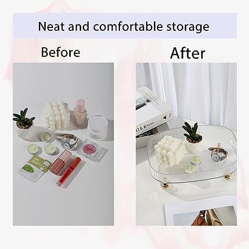 RAMFIYN Clear Acrylic Perfume Tray, Round Makeup Bathroom Trays for Counter, Decorative Vanity Trays for Bathroom Countertop for Dresser Tops - Green 5