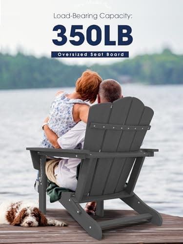 KINGYES Folding Adirondack Chair Set of 4, HDPE All-Weather Folding Adirondack Chair, Grey 8