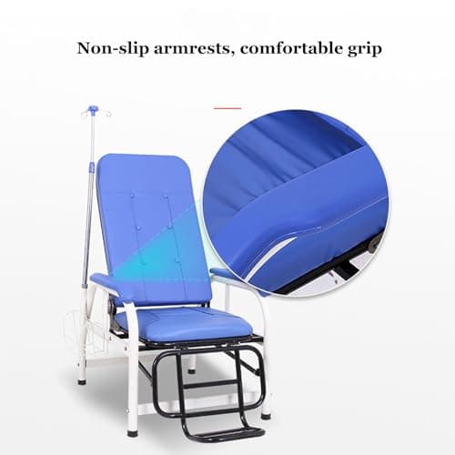 RIYIFANRONG Phlebotomy Chair, Blue, Leather, Adjustable Armrest, Infusion Stand, Reclining, Waiting Room Reception Chairs, Clinics, Laboratories 7