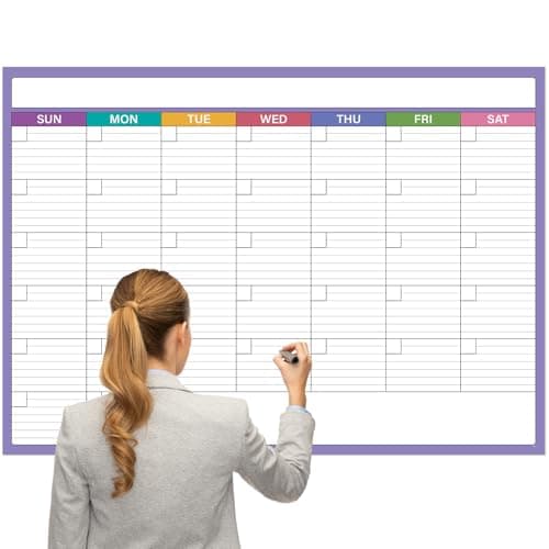 Large Dry Erase Calendar for Wall - 39.9" x 27.7", Extra Large Erasable & Reusable Laminated Calendar, Undated 1 Month Wall Calendar, 10 Round Stickers