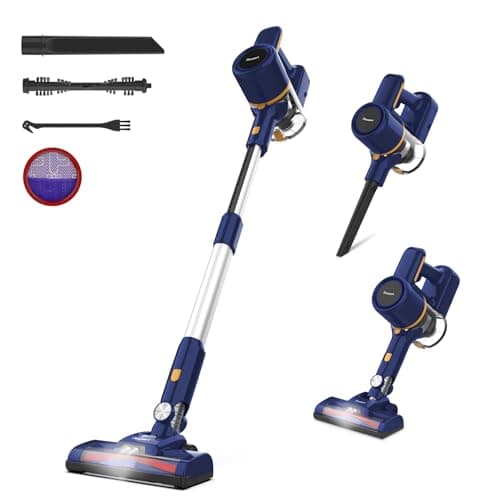 Powaert N7S Cordless Vacuum Cleaner, 6-in-1 Multifunction Cordless Vacuum, 210W Powerful Vacuum Cleaner, 6 Cell 2200mAh Stick Vacuum Cordless Rechargeable (Navy)