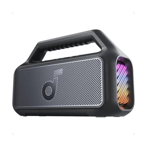 Soundcore Boom 2 Outdoor Speaker, 80W, Subwoofer, BassUp 2.0, 24H Playtime, IPX7 Waterproof, Floatable, RGB Lights, USB-C, Custom EQ, Bluetooth 5.3, Portable for Outdoors, Camping (Renewed)