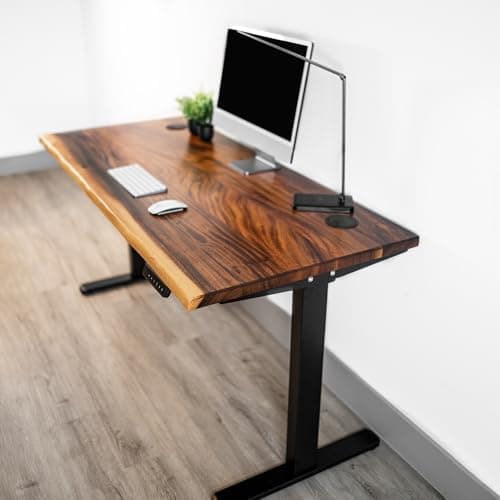 Standing Desk – Walnut Solid Wood Desk, Natural Live Edge, Adjustable Height Dual Motor, Sit Stand for Home Office (Black, W60 x D27) 8