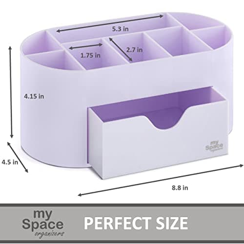 My Space Organizers Lavender Desk Organizer for Office Supplies and Desk Accessories - Pen Holder Desktop Organization for Room College Dorm Home School (White Lavender) 6