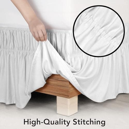 Utopia Bedding Full Elastic Bed Ruffle - Easy Wrap Around Ruffle - Microfiber Bed Skirt with Adjustable Elastic Belt 16 Inch Tailored Drop - Hotel Quality Bedskirt, Fade Resistant (Full, White) 5