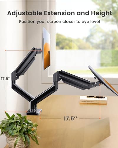 ErGear Dual Monitor Stand up to 33 inches Screen, Load-Bearing Max 22 lbs Each Arm, Adjustable Dual Monitor Mount, Sturdy Steel vesa Monitor Mount with Stable VESA 75x75 100x100mm 5