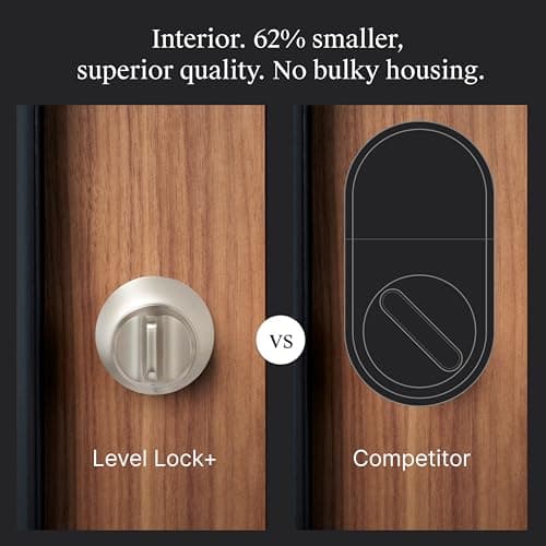 Level Lock+ (Matter) Smart Lock - World's Smallest, Most Advanced Matter-Over-Thread Deadbolt Plus Apple Home Key - Keyless and Remote Access via Apple, Alexa, Google Home, SmartThings (Satin Nickel) 5
