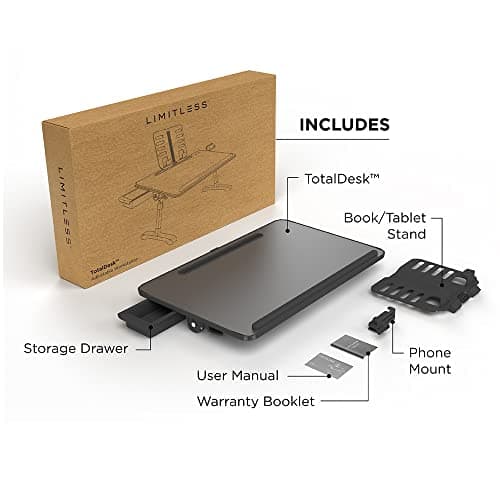 Limitless TotalDesk Portable Modern Workstation and Lap Desk with Adjustable Height & Tilt (Charcoal) 8