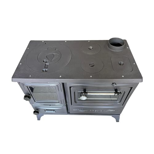 Colorfull Cast Iron Wood Cook Stove with Oven | Wood Burning Stove Range Stove | Kitchen Stove Cooker Oven Section with Thermometer | Village House Oven Cabin Stove Made in Turkiye (Black) 8