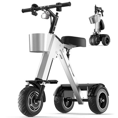 LitoRC Foldable 3 Wheel Electric Scooter with Seat for Adults and Teens Mobility Electric Trike with 450W Motor and Removable 36V Battery Upgraded Dual Suspension Perfect for Commuting Traveling