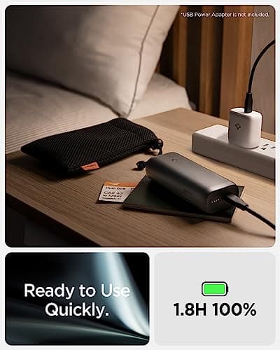 Spigen for USB C Power Bank, ArcPack 30W 10000mAh Super-Compact Compatible with iPhone 17 16 15 14 Galaxy S25 S24 Z Fold Flip 7 iPad AirPods PD PPS USB Type C Portable Charger Battery Pack with Cable 5