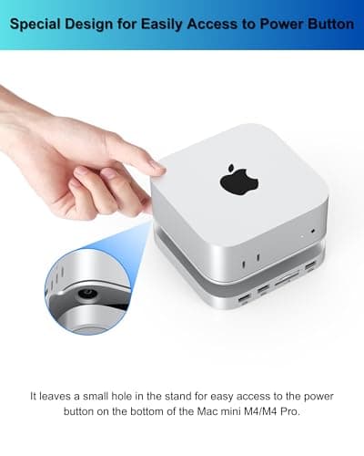 GEWOKLIY Mac mini M4 Dock, Aluminum Stand and Hub for Mac mini M4 and M4 Pro 2024 with M.2 NVMe SSD Enclosure, 2X USB-A 10Gbps, SD/TF Card Readers, USB 2.0 Data (MC60) 8