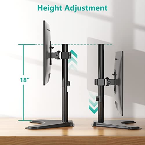 WALI Single Monitor Stand up to 32 Inch Screens, Freestanding Single Monitors Arm Desk Mount, Universal VESA Monitor Mount 75x75/100x100mm, Adjustable Height and Angle (MF001), Black 5