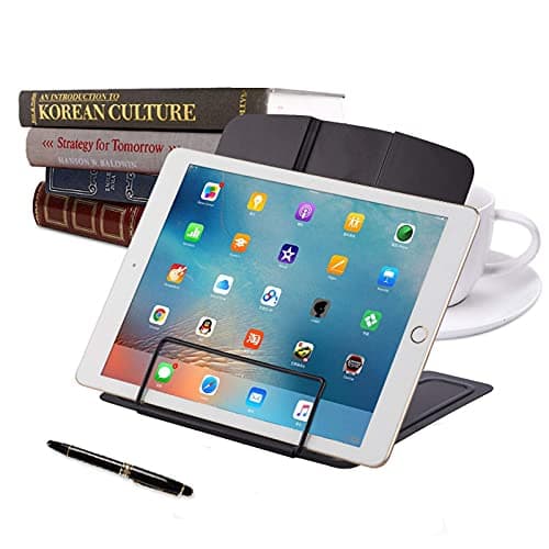MSDADA 1PC Desk Book Stand Metal Reading Rest Book Holder Adjustable Cookbook Documents Holder Portable Sturdy Bookstands for Recipes Textbooks Tablet Music Books with Page Clips (Black) 8