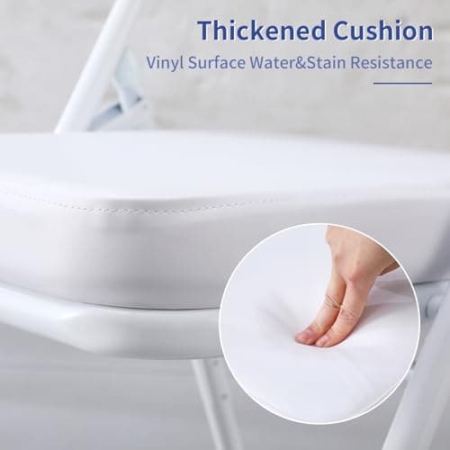 KAIHAOWIN Metal Folding Chairs with Vinyl Padded Seat Indoor Comfortable Upholstered Foldable Chairs with Ultra Thick Cushion-White 5