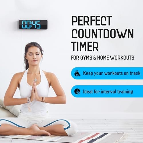 Opis Clock 1 XL -Blue: Large LED Digital Wall Clock with Temp, Date, Timer, Remote | Big Display Clock for Gym/Home 9