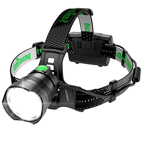 Samyoung High Lumens Headlamp Rechargeable, 7 Modes 50H Long Lasting Head Lamp, Motion Sensor Zoomable Headlamps for Adults, 90° Adjustable IP67 Waterproof Head Light for Hiking Camping Hardhat