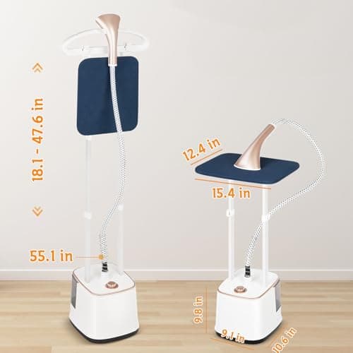 Cobuy Standing Garment Steamer, 2000W Powerful Steamer for Clothes, 10 Steam Levels, 2.7L Water Tank for 90 Mins Continuous Steaming, Home Commercial Use (Champagne Gold) 7
