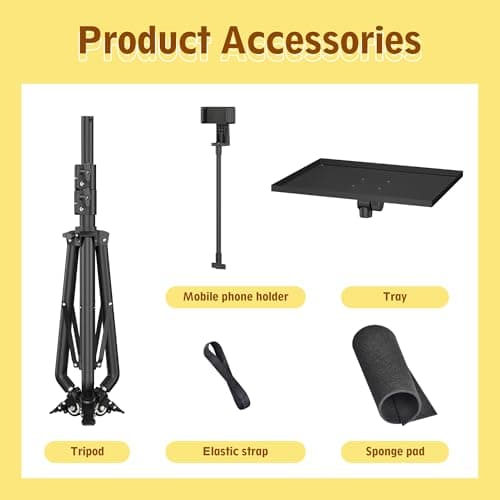 Black Projector Floor Stand with Wheels - Adjustable Height 29 to 44 Inches, Ideal for Office & Home, Portable Laptop Stand 9