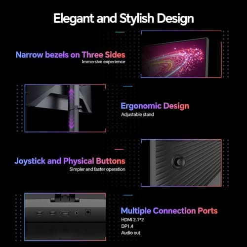 KOORUI 27 inch Gaming Monitor, WQHD (2560x1440) Computer Monitor, 240Hz,1ms, AdaptiveSync, HDR400, HDMI DisplayPort, VESA Mountable, Tilt Pivot Vertical Swivel Height Adjustable, Eye Care,Black 27E3QK 7