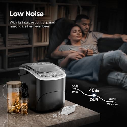 Electactic Ice Makers Countertop,26Lbs/24H,9 Cubes in 6 Mins,Portable Ice Maker Machine with Self-Cleaning,2 Sizes of Bullet Ice,Perfect for Home Kitchen(Black) 7