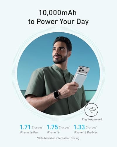 Anker MagGo Power Bank, Ultra-Slim 10,000mAh Magnetic Battery Pack, Qi2 Certified 15W Ultra-Fast MagSafe Compatible Portable Charger, Ergonomic Design, for iPhone17/16/15/14 Series Only（Not for Pixel） 5