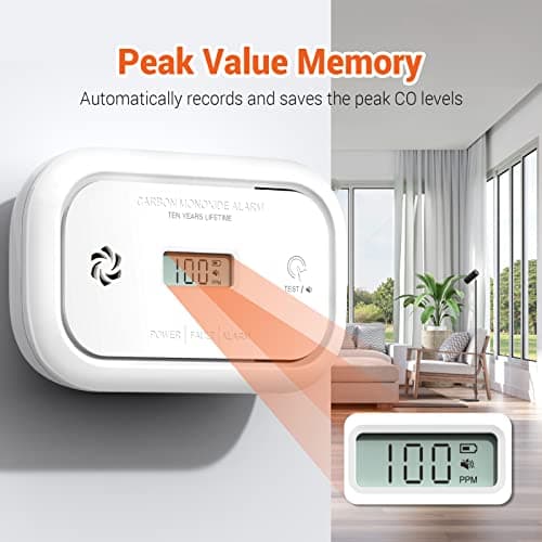 Jemay Carbon Monoxide Detector, 10-Year Lifespan CO Alarm with Battery Powered–LCD Display, LED Indicator & 85dB Loud Alert | Wall-Mounted/Portable CO Detector for Home, Bedroom, Travel Safety 6