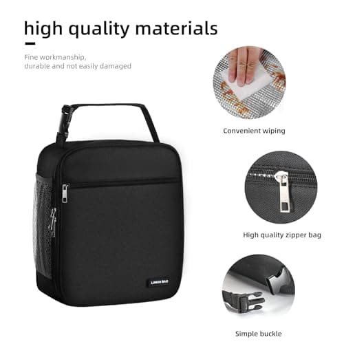 Lovoeo Lunch box Lunch bag for men women Insulated Lunchbox Lunch bags for Work Picnic Travel (Black) 6