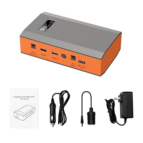 Portable Power Bank with AC Outlet, 65W 110V Portable Laptop Charger Battery Bank 23400mAh External Battery Pack Backup Power Source for Outdoor Tent Camping RV Home Office Smart Devices-Orange 8