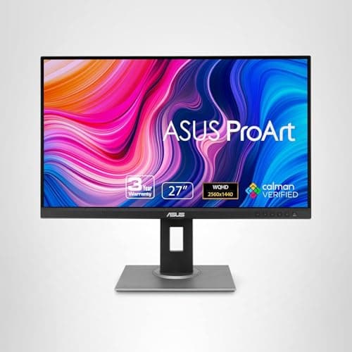 ASUS ProArt Display PA278QV 27” WQHD (2560 x 1440) Monitor, 100% sRGB/Rec. 709 ΔE < 2, IPS, DisplayPort HDMI DVI-D Mini DP, Calman Verified, Eye Care, Anti-Glare, Tilt Pivot Swivel Height Adjustable 15