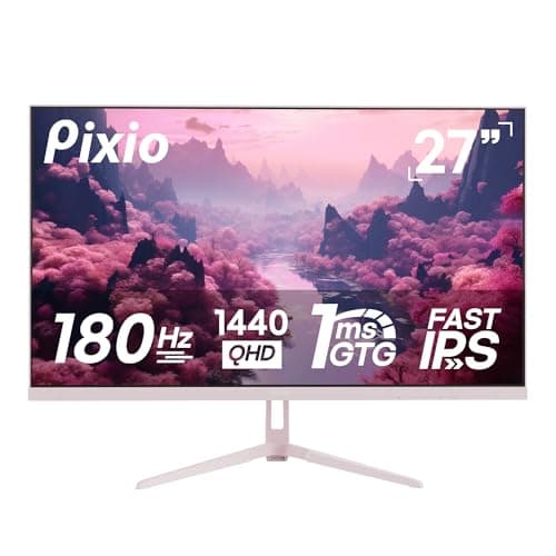 Pixio PX278 Wave Pink 27 inch 180Hz Refresh Rate Quad HD 1440p Resolution AMD FreeSync Fast IPS Panel 1ms GTG Response Time Built-in Speakers Gaming Monitor